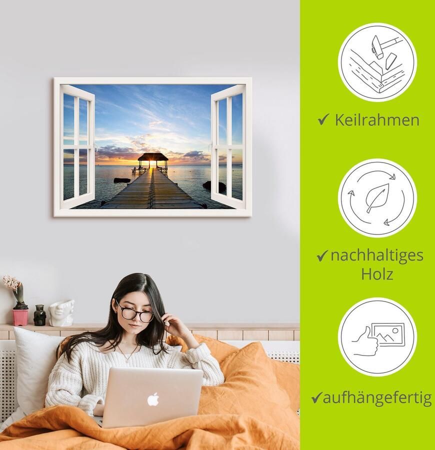 Artland Artprint Blik uit het venster stijger in tegenlicht als artprint op linnen poster in verschillende formaten maten - Foto 2