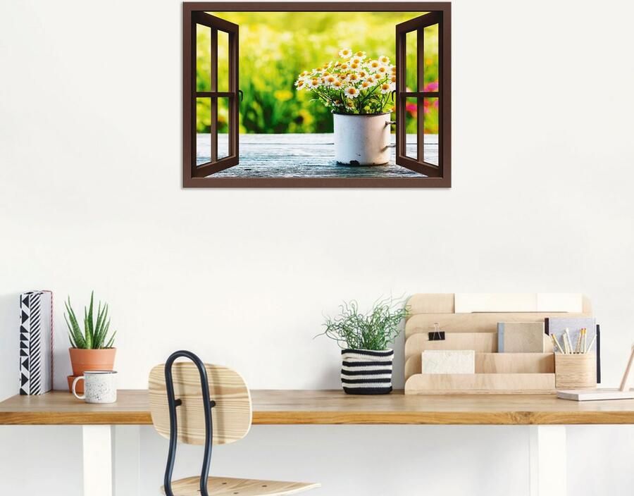 Artland Artprint Blik uit het venster tuin met madeliefje als artprint van aluminium artprint voor buiten artprint op linnen in verschillende maten - Foto 8