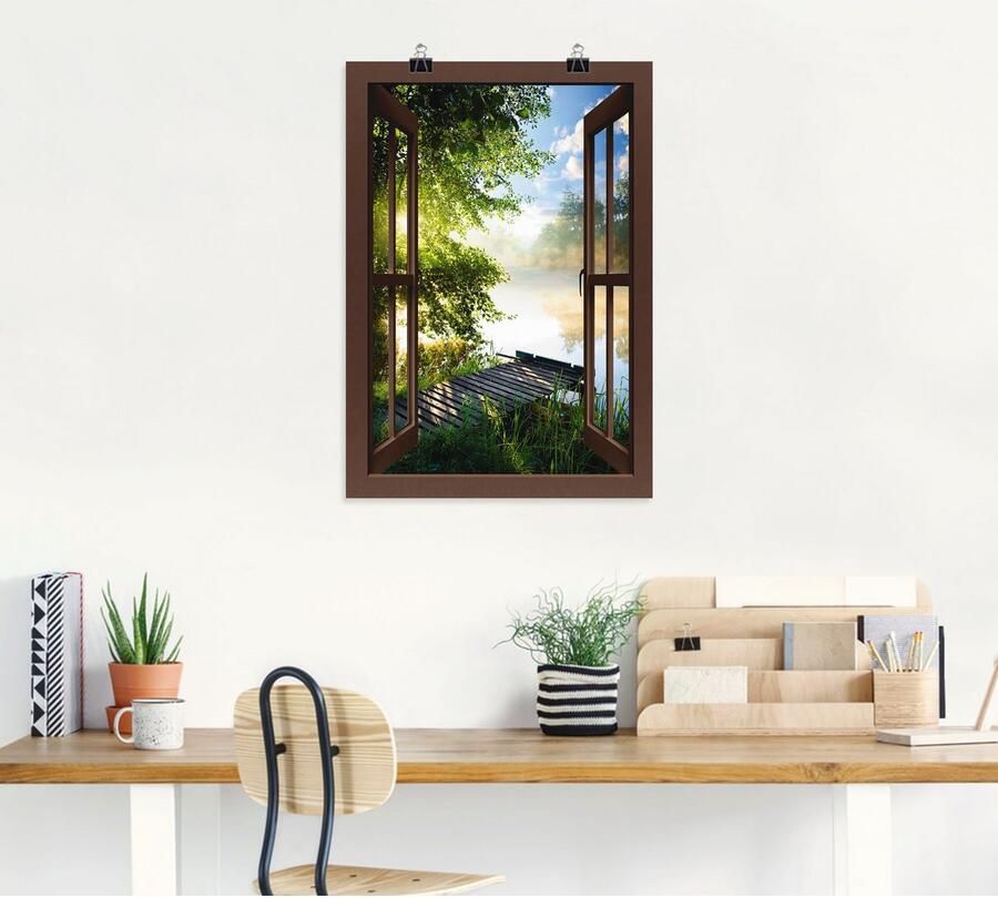 Artland Artprint Blik uit het venster visplek bij de rivier - Foto 5
