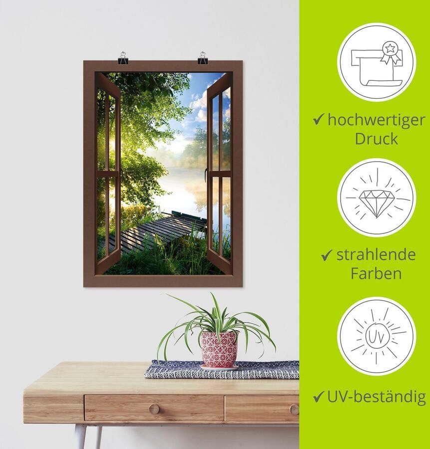Artland Artprint Blik uit het venster visplek bij de rivier - Foto 4