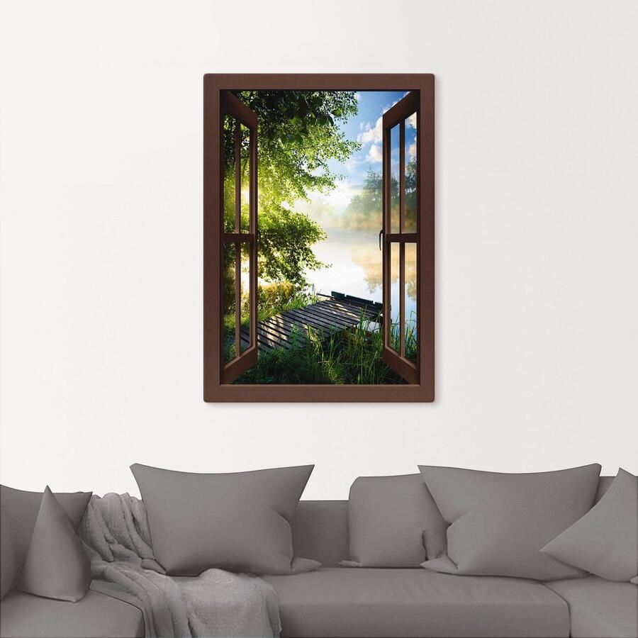 Artland Artprint Blik uit het venster visplek bij de rivier - Foto 2