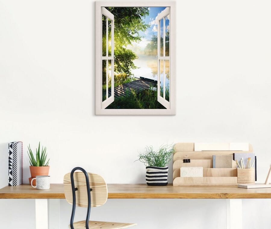 Artland Artprint Blik uit het venster visplek bij de rivier - Foto 5