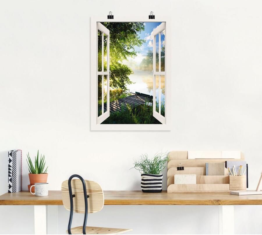 Artland Artprint Blik uit het venster visplek bij de rivier - Foto 5