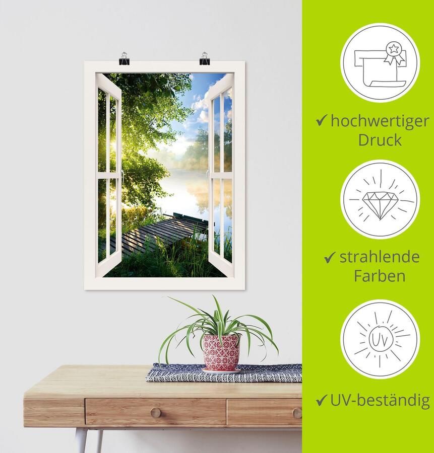 Artland Artprint Blik uit het venster visplek bij de rivier - Foto 4