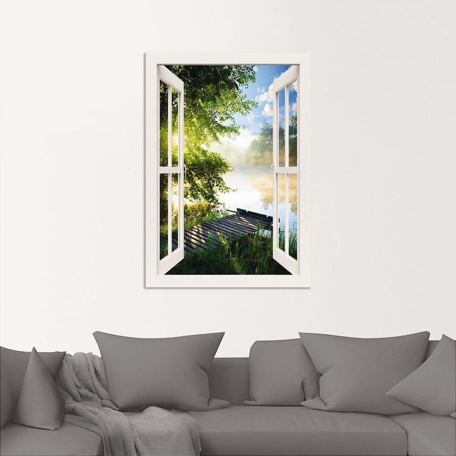 Artland Artprint Blik uit het venster visplek bij de rivier - Foto 3