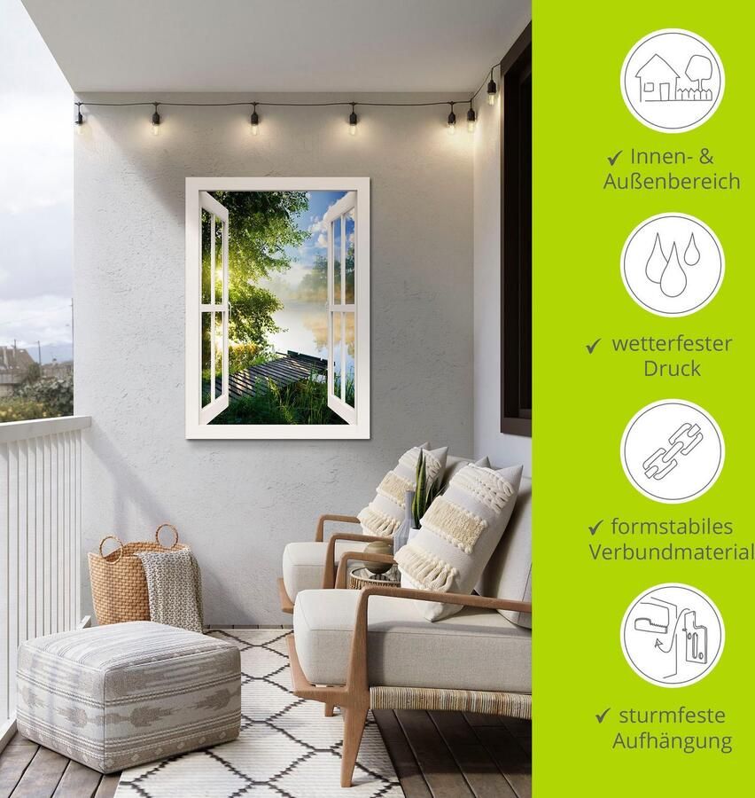 Artland Artprint Blik uit het venster visplek bij de rivier - Foto 5