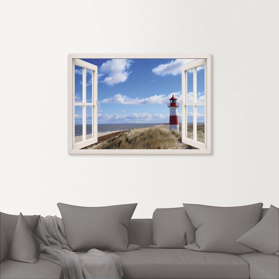 Artland Artprint Blik uit het venster vuurtoren Sylt als artprint op linnen poster muursticker in verschillende maten - Foto 2