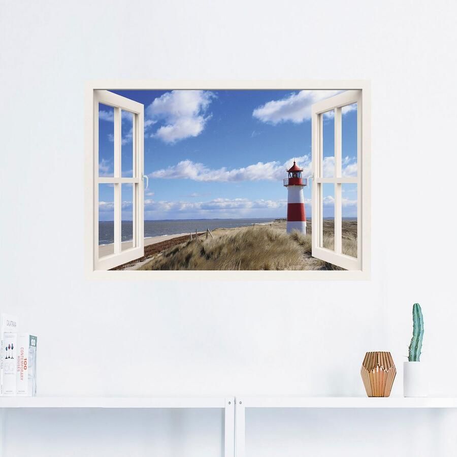 Artland Artprint Blik uit het venster vuurtoren Sylt als artprint op linnen poster muursticker in verschillende maten - Foto 2