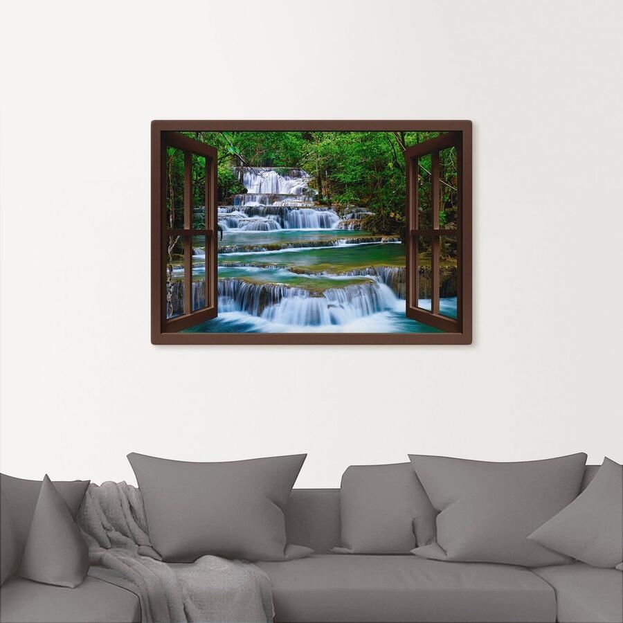 Artland Artprint op linnen Blik uit het venster waterval in Kanchanaburi - Foto 2
