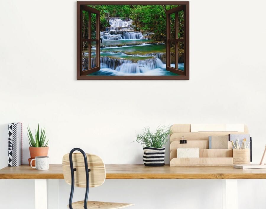 Artland Artprint op linnen Blik uit het venster waterval in Kanchanaburi - Foto 7