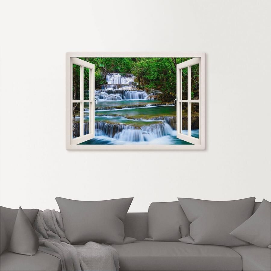Artland Artprint op linnen Blik uit het venster waterval in Kanchanaburi - Foto 2