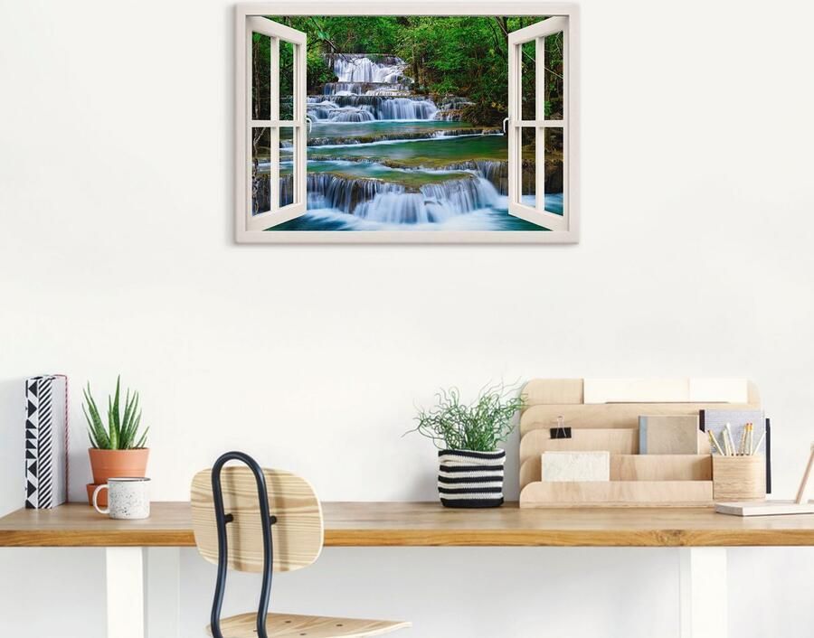 Artland Artprint op linnen Blik uit het venster waterval in Kanchanaburi - Foto 7