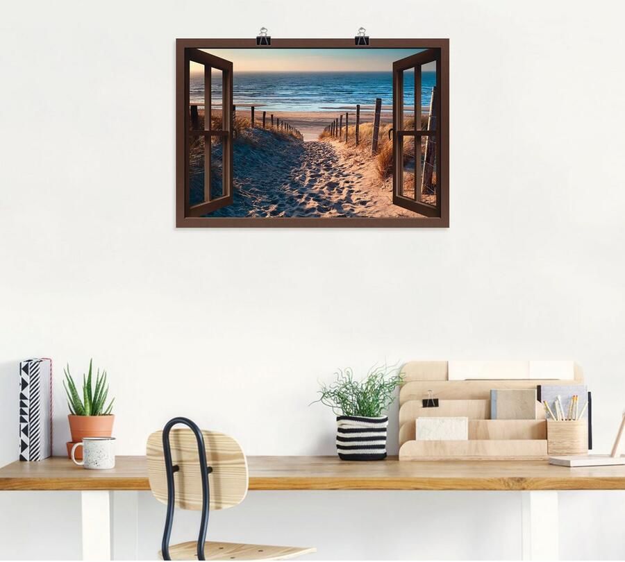 Artland Artprint Blik uit het venster weg naar Noordzeestrand als artprint op linnen poster muursticker in verschillende maten - Foto 4