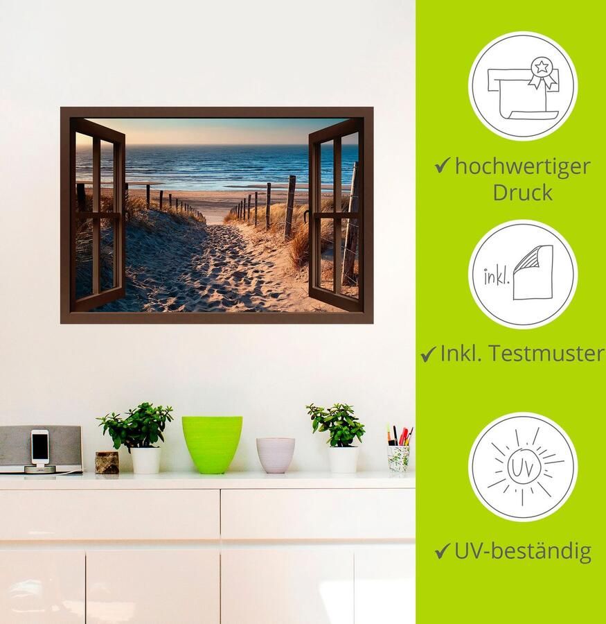 Artland Artprint Blik uit het venster weg naar Noordzeestrand als artprint op linnen poster muursticker in verschillende maten - Foto 2