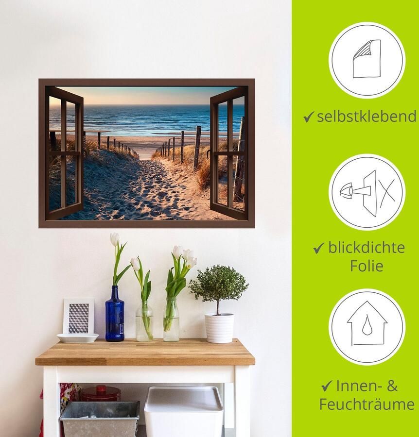 Artland Artprint Blik uit het venster weg naar Noordzeestrand als artprint op linnen poster muursticker in verschillende maten - Foto 3