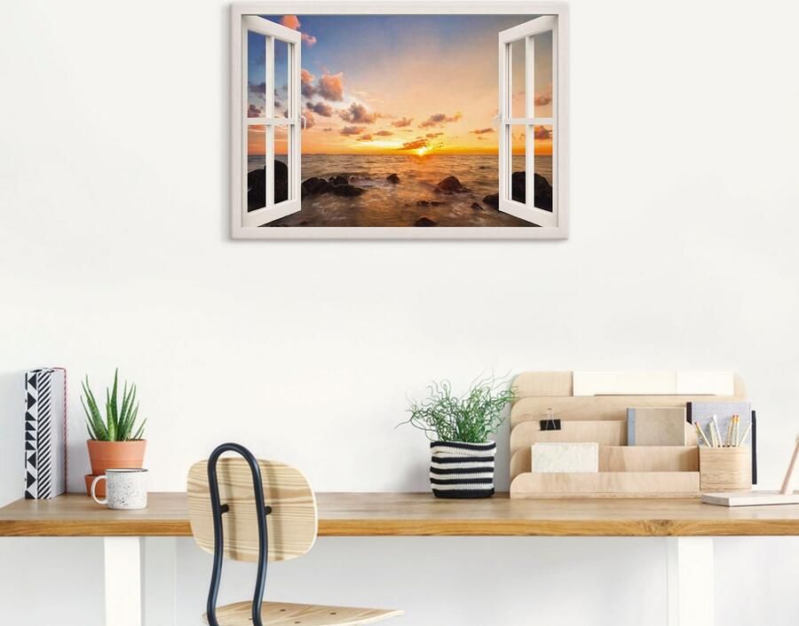 Artland Artprint Blik uit het venster zonsondergang aan zee - Foto 6