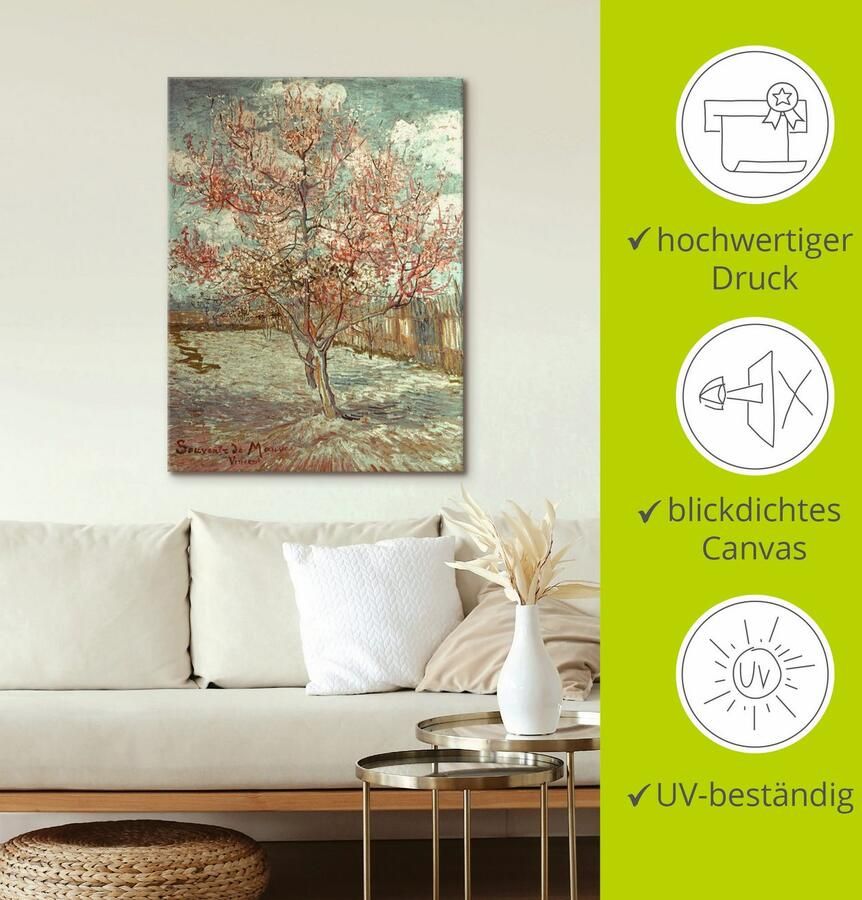 Artland Artprint Bloeiende perzikboom 1888 als artprint van aluminium artprint voor buiten artprint op linnen poster muursticker - Foto 2