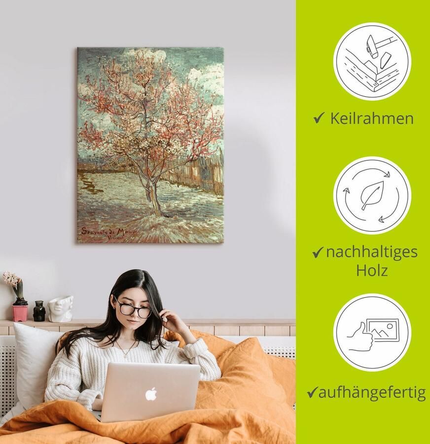 Artland Artprint Bloeiende perzikboom 1888 als artprint van aluminium artprint voor buiten artprint op linnen poster muursticker