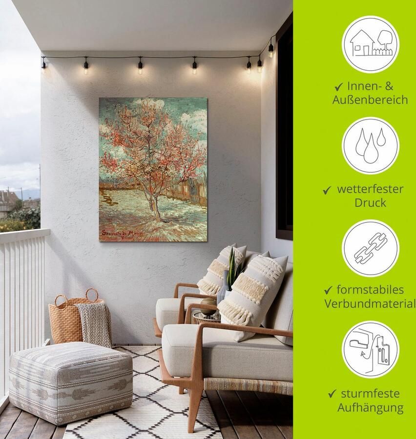 Artland Artprint Bloeiende perzikboom 1888 als artprint van aluminium artprint voor buiten artprint op linnen poster muursticker - Foto 4