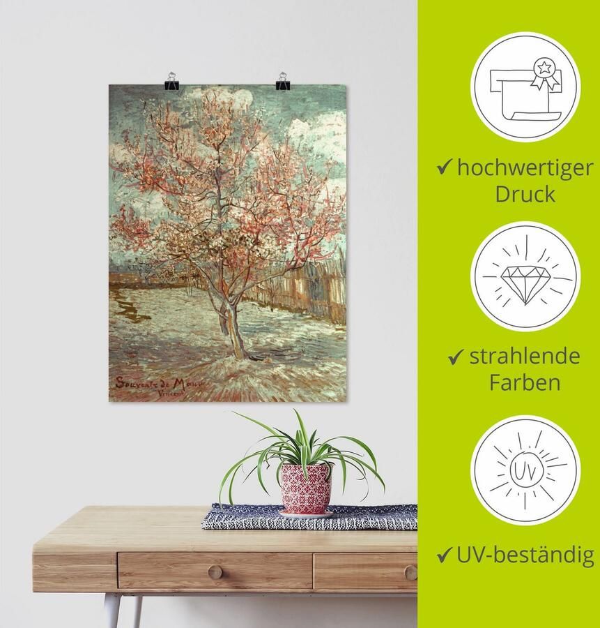 Artland Artprint Bloeiende perzikboom 1888 als artprint van aluminium artprint voor buiten artprint op linnen poster muursticker - Foto 3