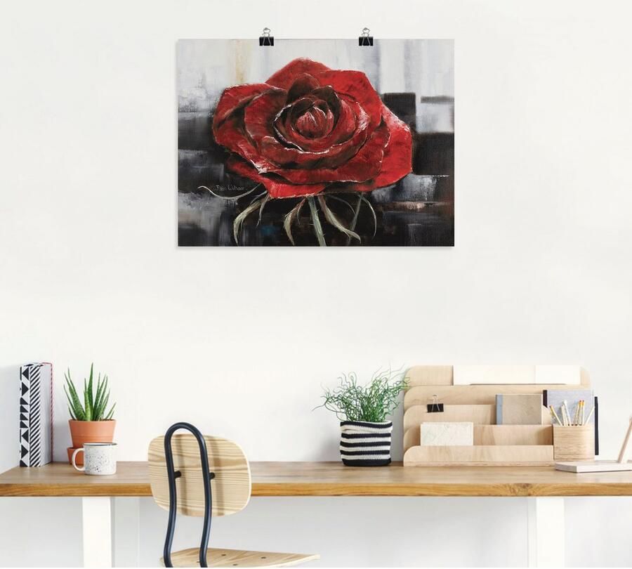 Artland Artprint Bloeiende rode roos als artprint op linnen poster muursticker in verschillende maten - Foto 4