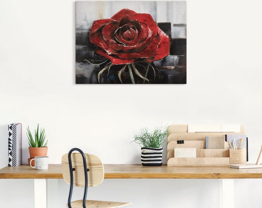 Artland Artprint op linnen Bloeiende rode roos - Foto 5