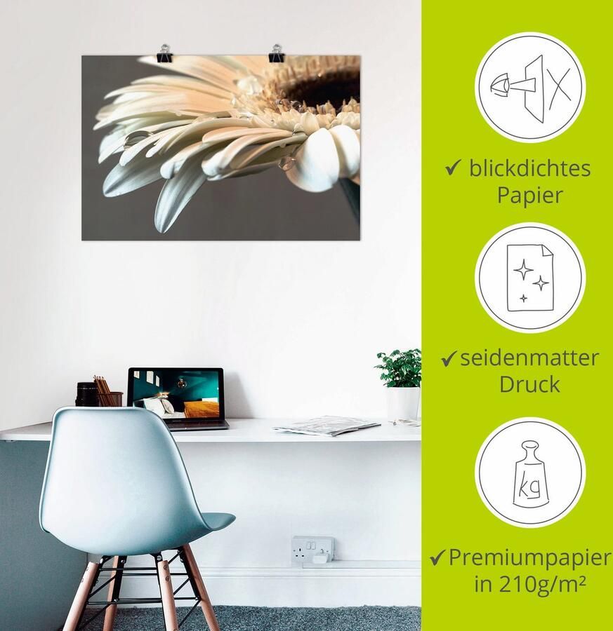 Artland Artprint Bloem van een gerbera als artprint op linnen poster muursticker in verschillende maten - Foto 2