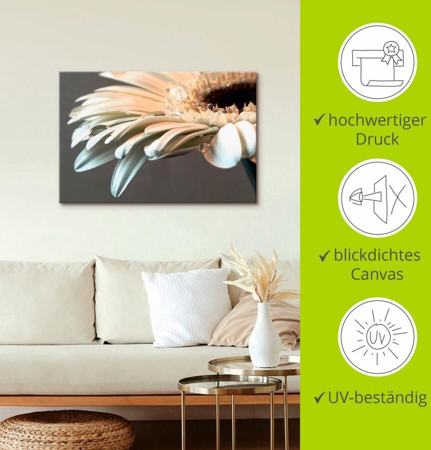 Artland Artprint Bloem van een gerbera als artprint op linnen poster muursticker in verschillende maten - Foto 2