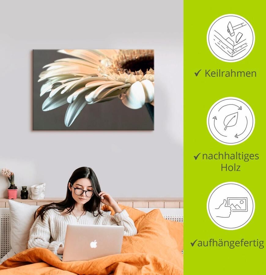 Artland Artprint Bloem van een gerbera als artprint op linnen poster muursticker in verschillende maten