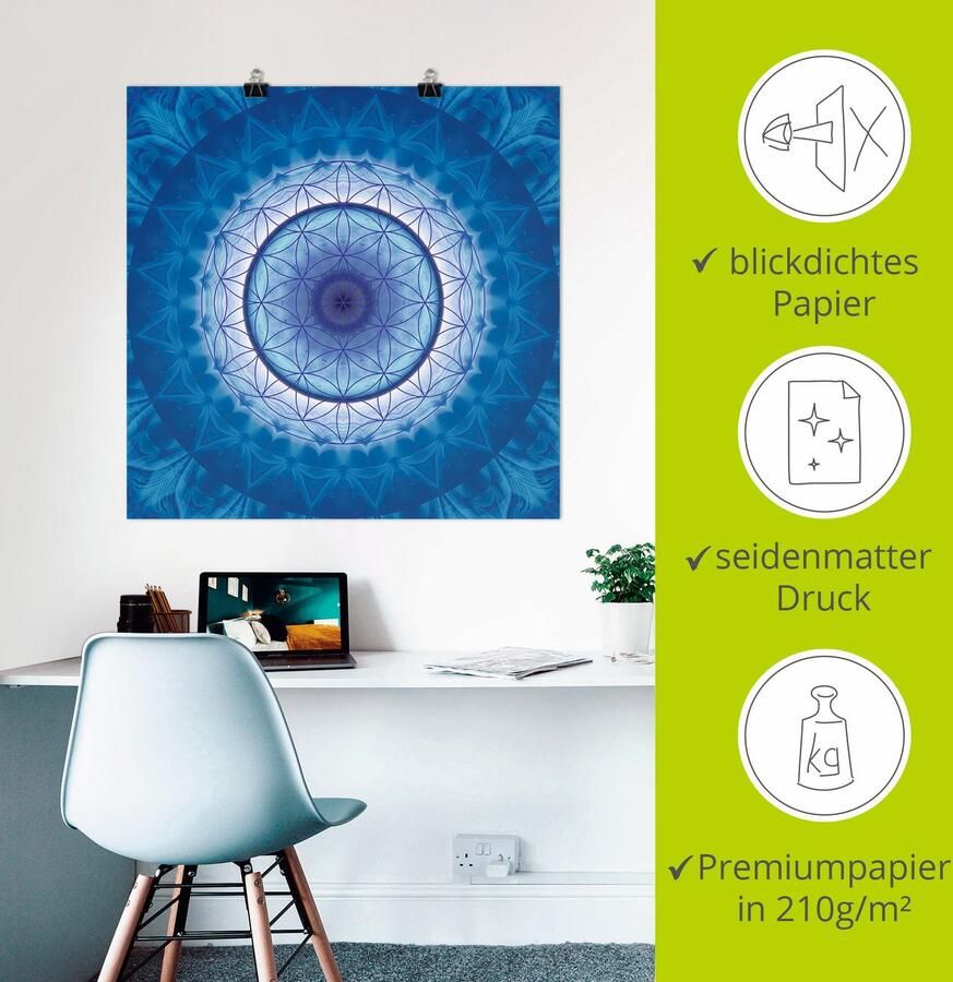 Artland Artprint Bloem van het leven 2 als artprint op linnen poster in verschillende formaten maten - Foto 2