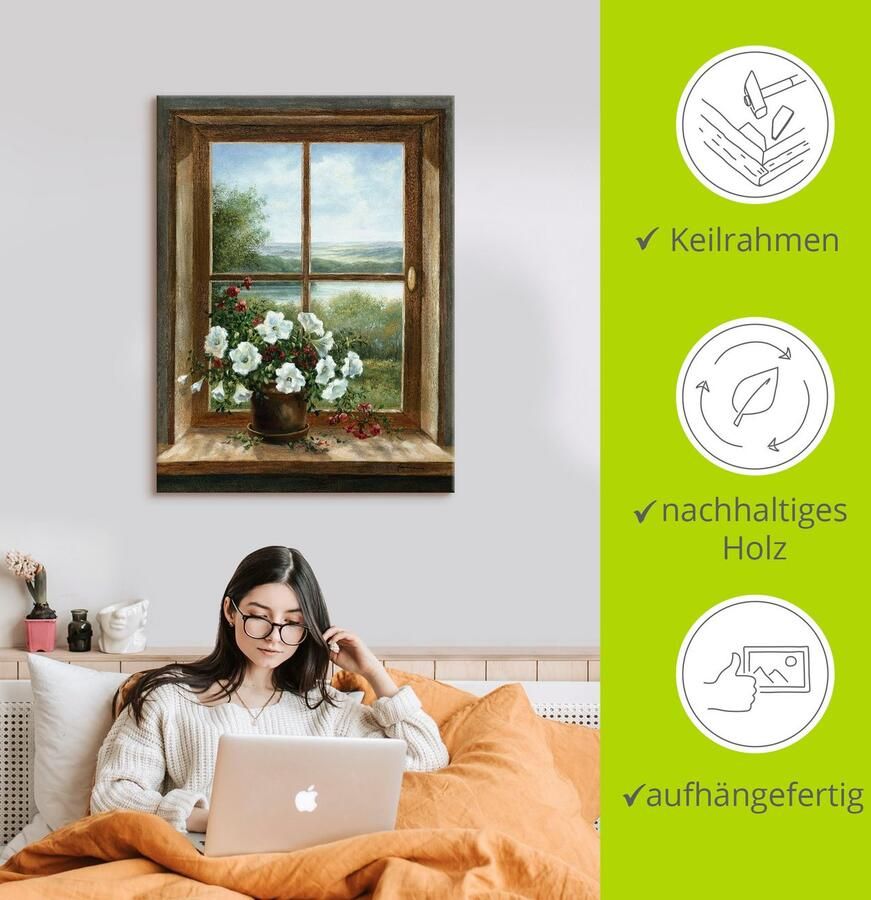 Artland Artprint Bloemen bij het raam als artprint van aluminium artprint voor buiten artprint op linnen poster muursticker - Foto 2