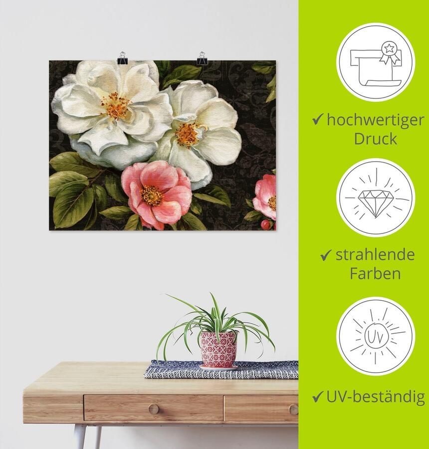 Artland Artprint Bloemen damast I als artprint op linnen poster in verschillende formaten maten - Foto 3