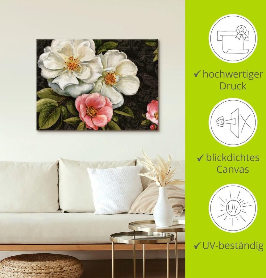 Artland Artprint Bloemen damast I als artprint op linnen poster in verschillende formaten maten - Foto 2