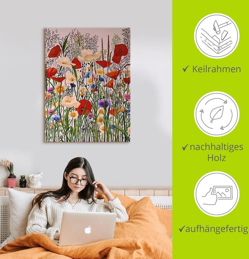 Artland Artprint Bloemenweide als artprint op linnen muursticker in verschillende maten - Foto 2