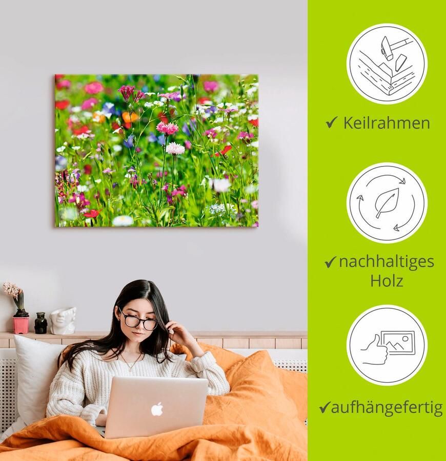 Artland Artprint Bloemenweide I als artprint op linnen poster in verschillende formaten maten - Foto 2