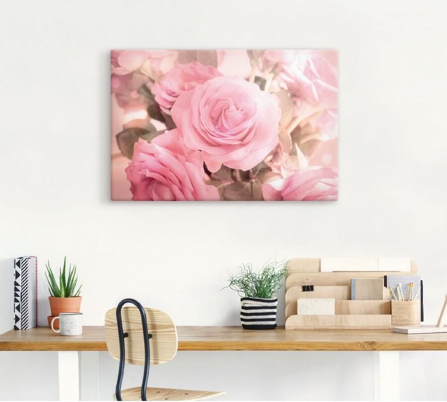 Artland Artprint Boeket roze rozen als artprint op linnen poster in verschillende formaten maten - Foto 5