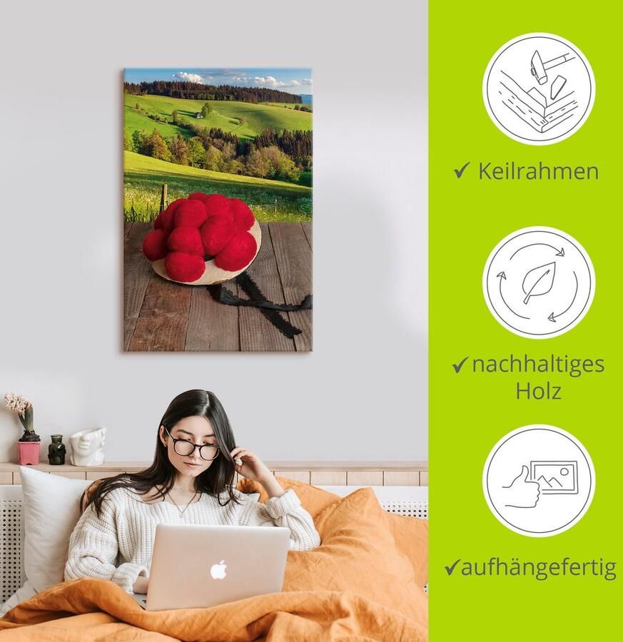 Artland Artprint Bollenhut uit het Zwarte Woud op een houten tafel als artprint van aluminium artprint voor buiten artprint op linnen in verschillende maten - Foto 2