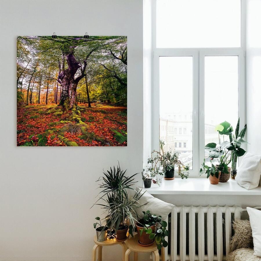 Artland Artprint Boom in het bos als artprint op linnen poster in verschillende formaten maten
