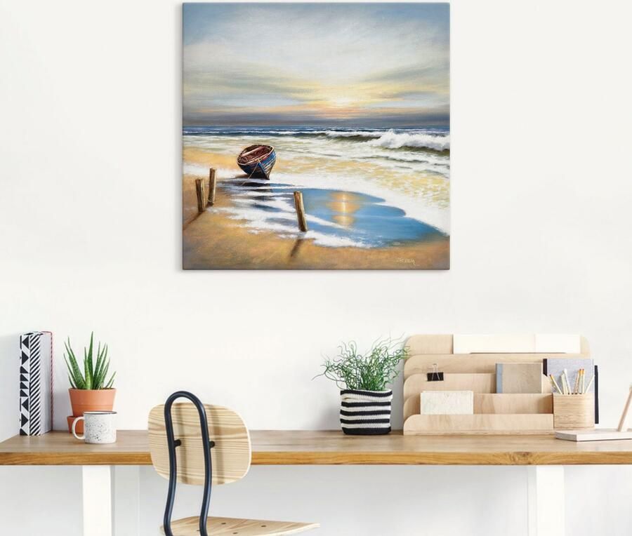 Artland Artprint Boot aan de kust als artprint op linnen muursticker in verschillende maten - Foto 4