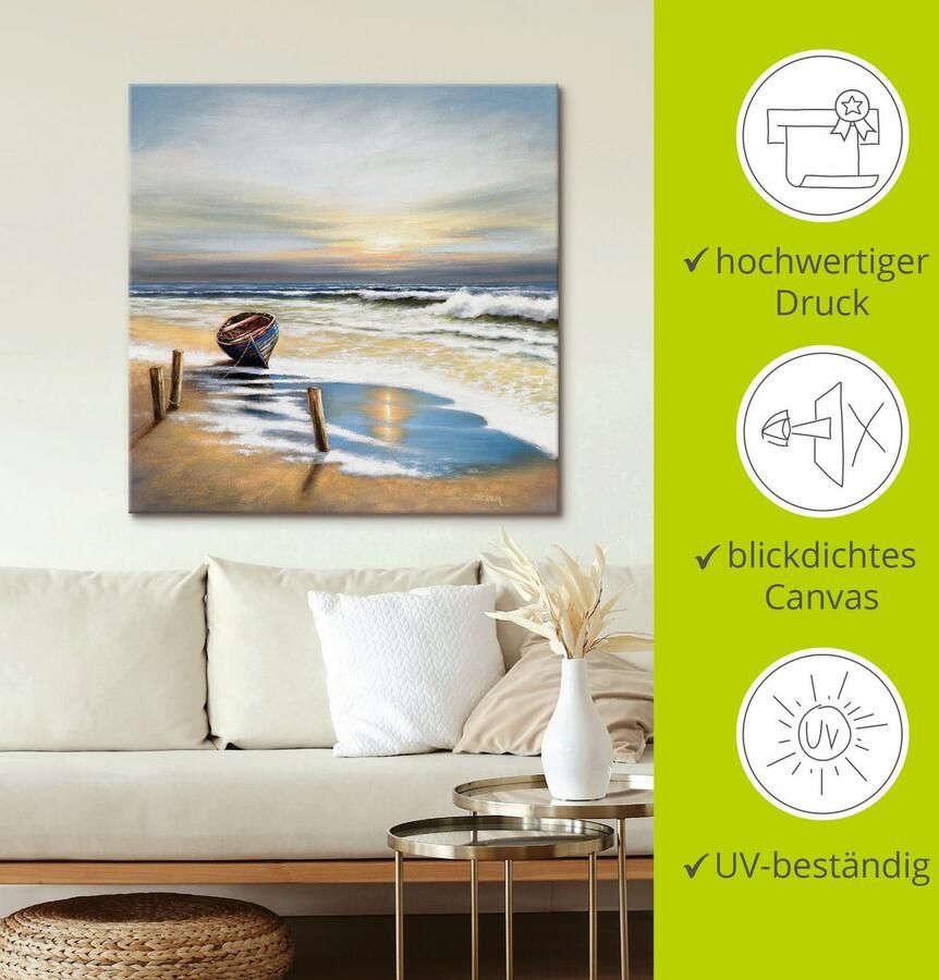 Artland Artprint Boot aan de kust als artprint op linnen muursticker in verschillende maten - Foto 3