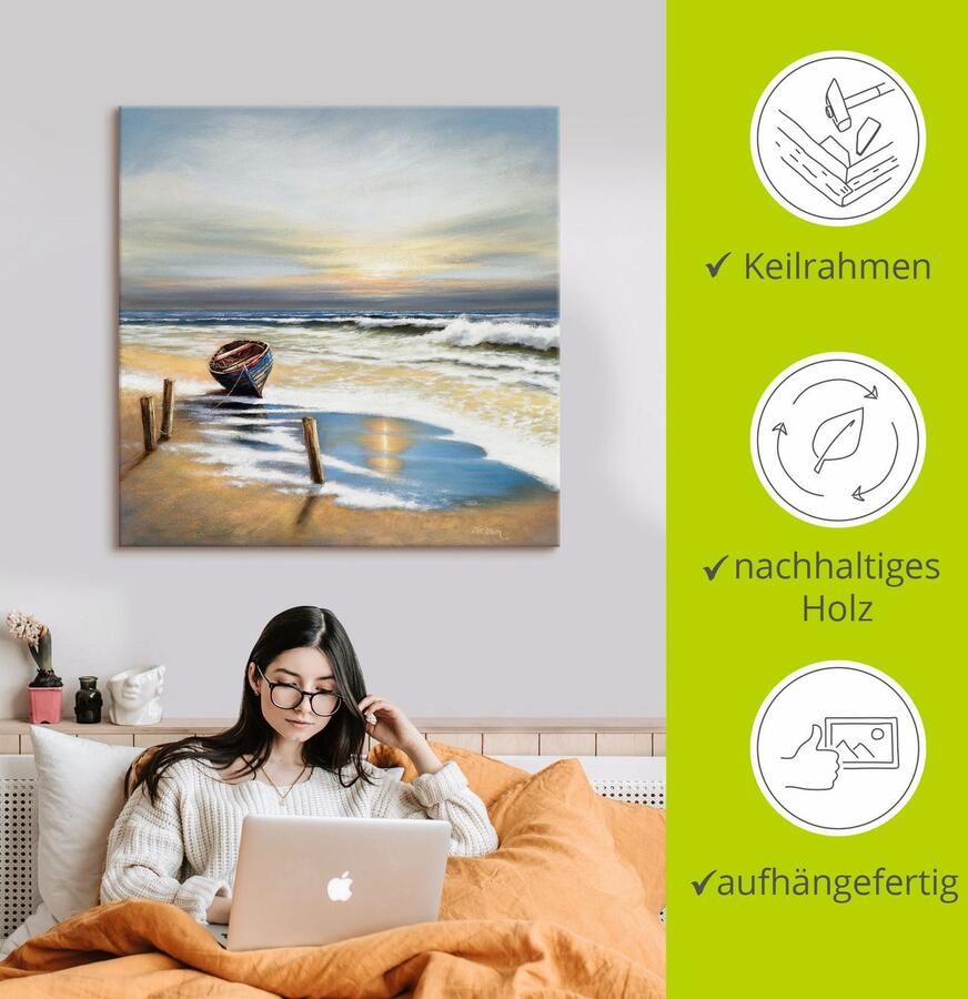 Artland Artprint Boot aan de kust als artprint op linnen muursticker in verschillende maten - Foto 2