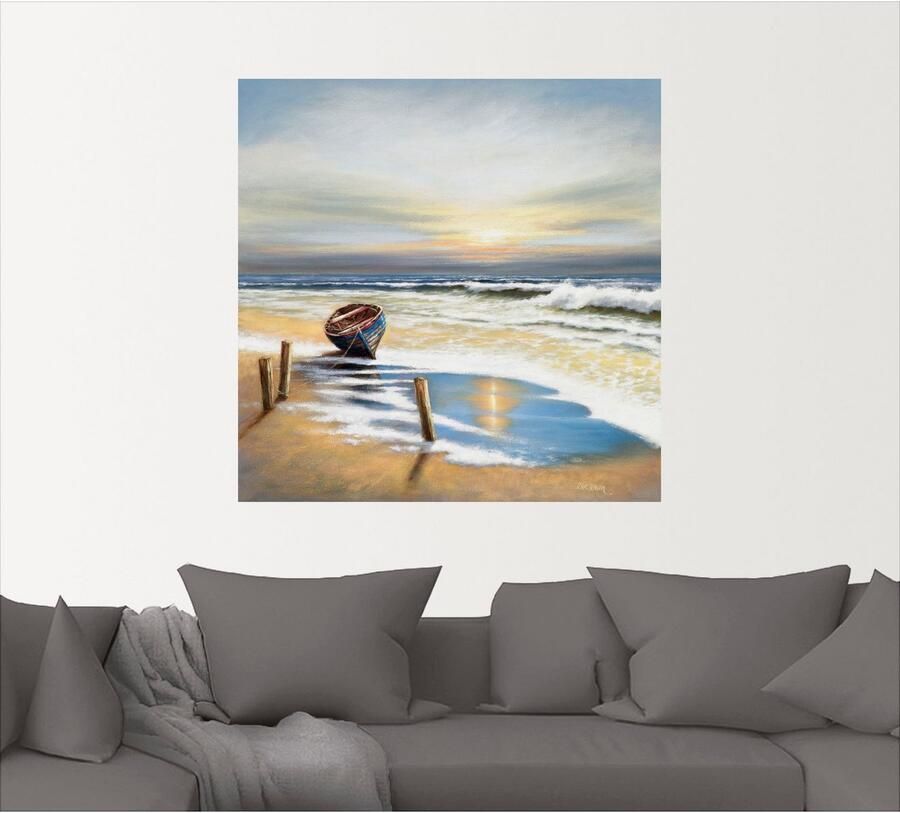 Artland Artprint Boot aan de kust als artprint op linnen muursticker in verschillende maten - Foto 4