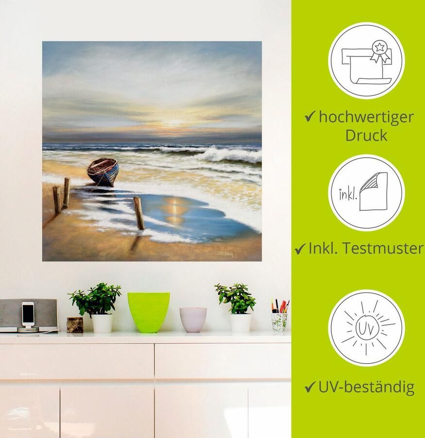 Artland Artprint Boot aan de kust als artprint op linnen muursticker in verschillende maten - Foto 2