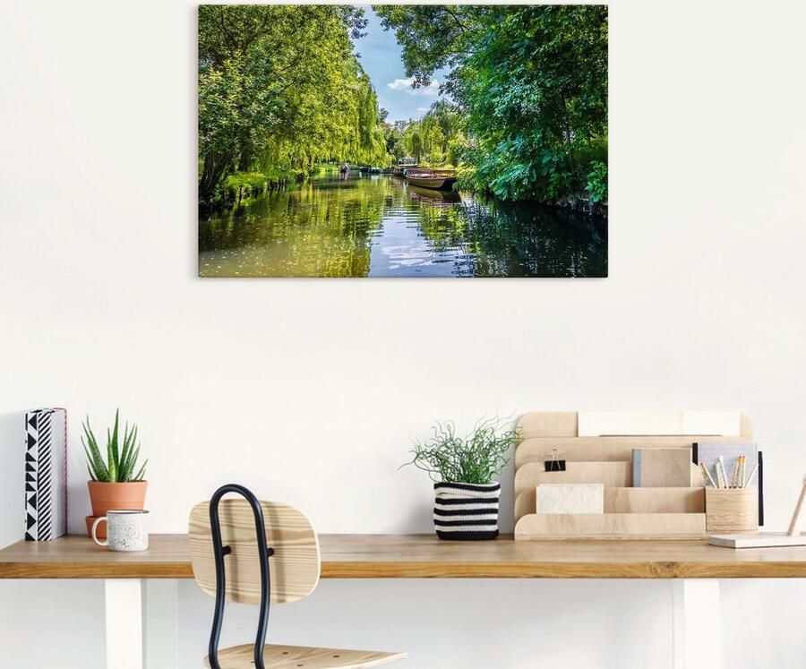 Artland Artprint op linnen Boottocht door de rivier in het Spreewald - Foto 4