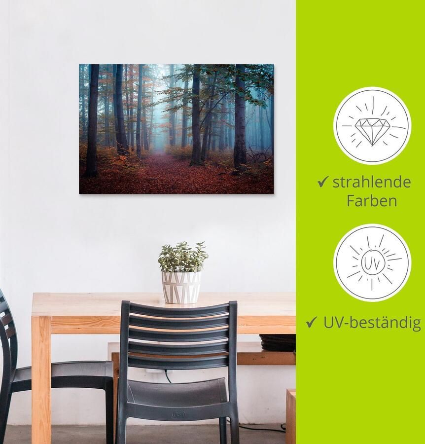 Artland Artprint Bos in mist als aluminiumfoto buitenfoto in verschillende maten - Foto 2