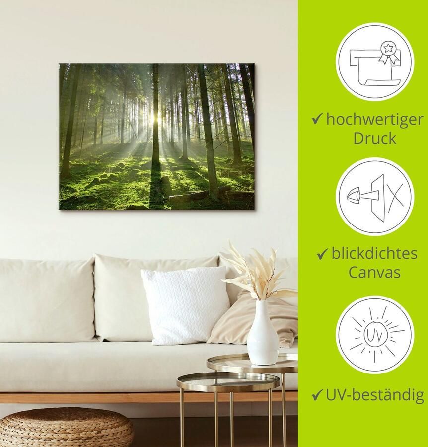 Artland Artprint Bos in tegenlicht als artprint op linnen poster in verschillende formaten maten - Foto 4