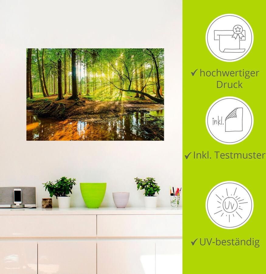 Artland Artprint Bos met beek als artprint van aluminium artprint voor buiten artprint op linnen poster muursticker - Foto 2