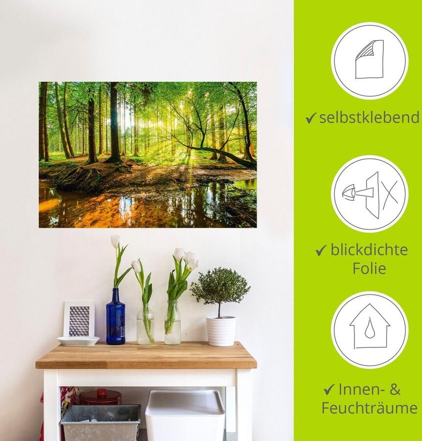 Artland Artprint Bos met beek als artprint van aluminium artprint voor buiten artprint op linnen poster muursticker - Foto 3