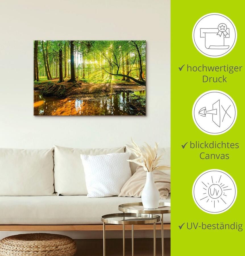 Artland Artprint Bos met beek als artprint van aluminium artprint voor buiten artprint op linnen poster muursticker - Foto 3