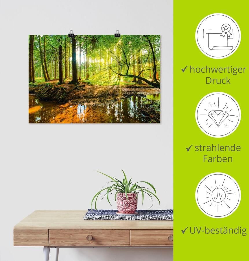 Artland Artprint Bos met beek als artprint van aluminium artprint voor buiten artprint op linnen poster muursticker - Foto 2